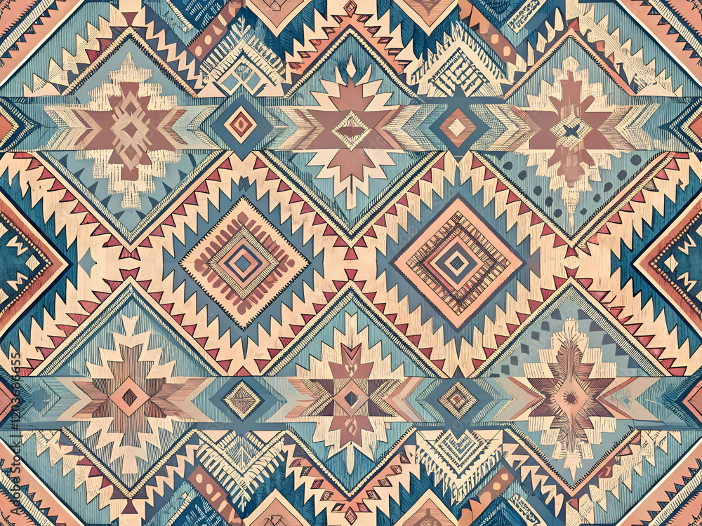 Seamless Geometric Pattern with Native American Inspired Designs. Seamless Geometric Pattern with Native American Inspired Designs.
