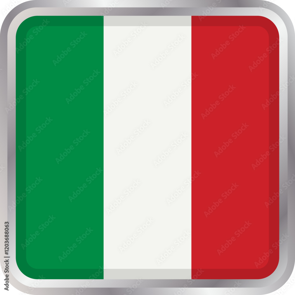 Italian flag icon in a rectangular shape with rounded corners. Vector icon on a transparent background Italian flag icon in a rectangular shape with rounded corners. Vector icon on a transparent background