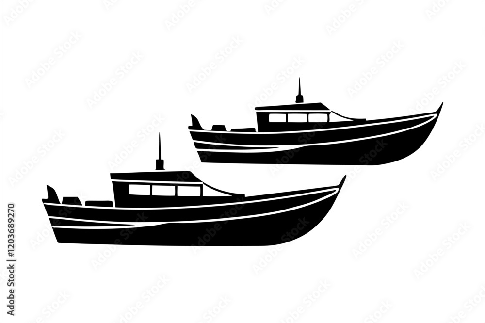 Highly Detailed Boat Silhouettes Highly Detailed Boat Silhouettes