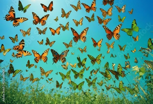 Capturing the Grace of Diverse Butterflies in a Verdant Park photo