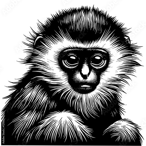 Silhouette of a Titi monkey, illustration of aCallicebus