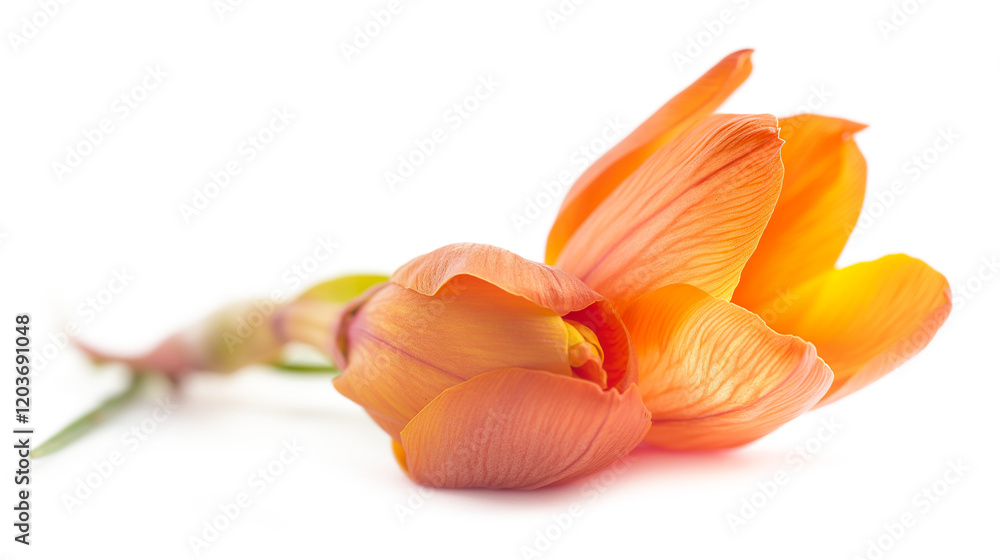Saffron flower Bud open close-up. Seasoning expensive saffron isolated on a white background Saffron flower Bud open close-up. Seasoning expensive saffron isolated on a white background