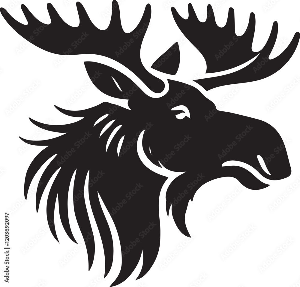 Obraz premium black and white tattoo of a moose head