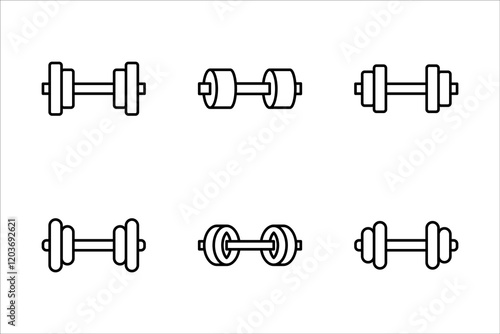 Dumbbell icon set, signs and symbols, on white background.