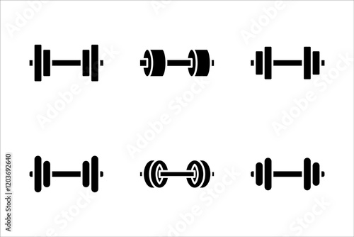 Dumbbell icon set, signs and symbols, on white background.