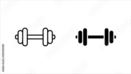 Dumbbell icon set, signs and symbols, on white background.