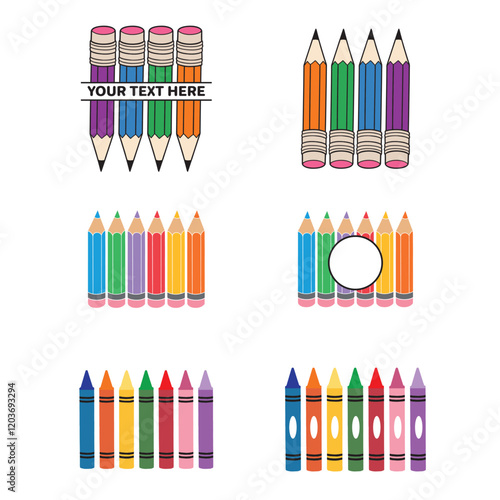 colorful Pencil isolated, School Pencils Vector illustration