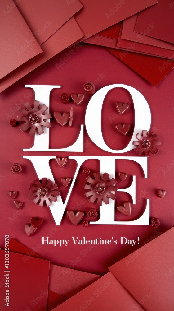 Obraz premium Red background with white letters that say 