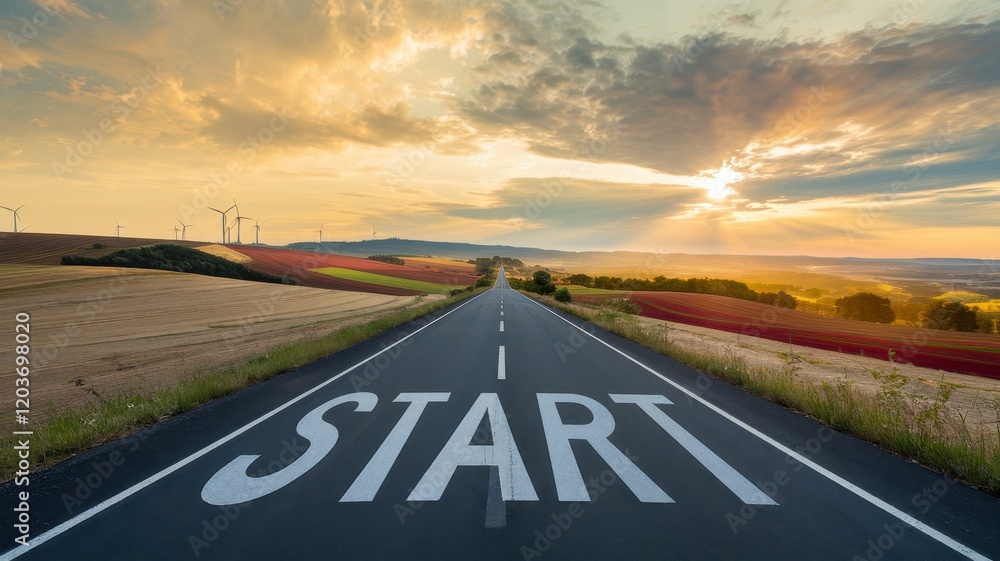 Fototapeta premium Road with a start sign on it