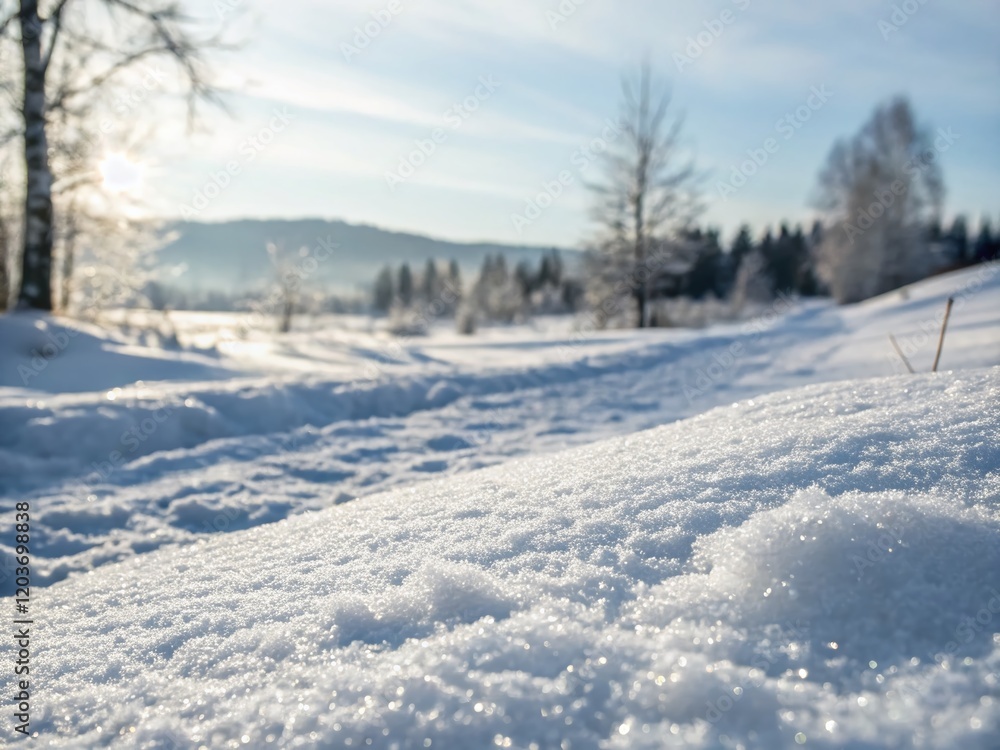 Freshly Fallen Snow on Winter Landscape - High-Resolution Stock Photo Freshly Fallen Snow on Winter Landscape - High-Resolution Stock Photo
