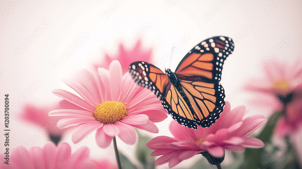 Fototapeta premium Beautiful flower with butterfly
