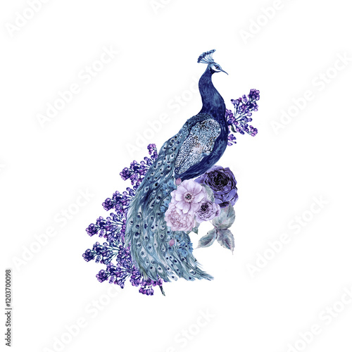 peacock with feathers