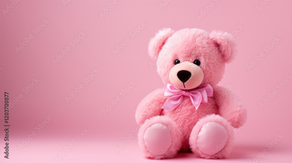 Adorable Pink Teddy Bear Sitting Against a Soft Pink Background, Perfect for Children's Rooms, Baby Showers, and Cute Gifts for Loved Ones Adorable Pink Teddy Bear Sitting Against a Soft Pink Background, Perfect for Children's Rooms, Baby Showers, and Cute Gifts for Loved Ones