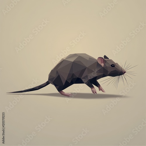 Geometric rat illustration, digital art, background, graphic design, stock image photo