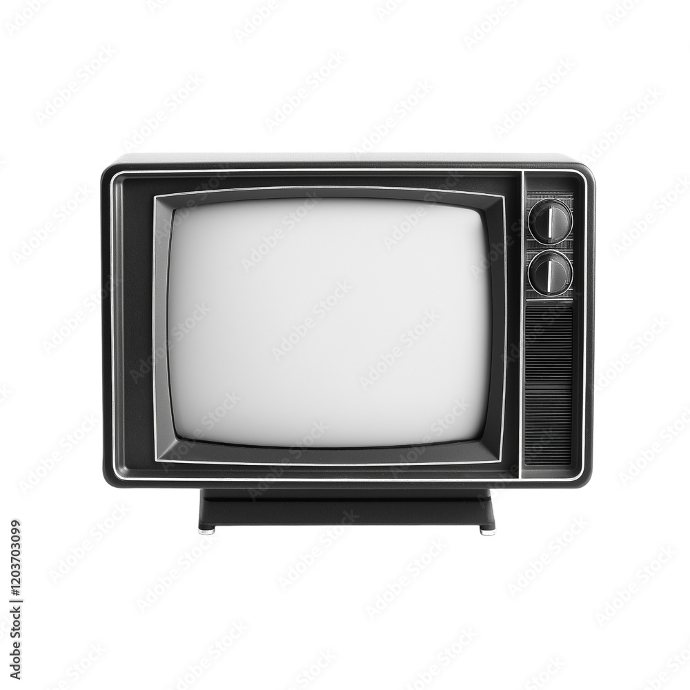 Classic tube television with dials and antennas, old school retro TV isolated on white background. Classic tube television with dials and antennas, old school retro TV isolated on white background.