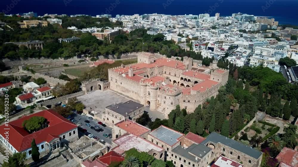 Rhodes Fortress or Palace of the Masters on Rhodes Island, Greece. Rhodes Fortress or Palace of the Masters on Rhodes Island, Greece.