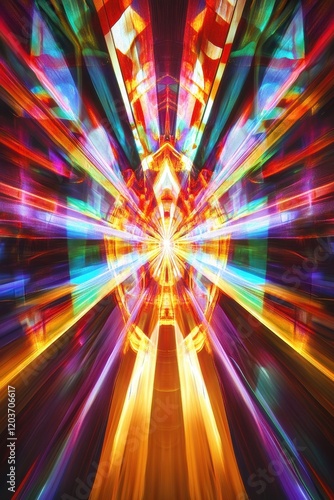 Wallpaper Mural Abstract Light Burst with Vibrant Prism Colors and Symmetrical Geometric Pattern. Torontodigital.ca