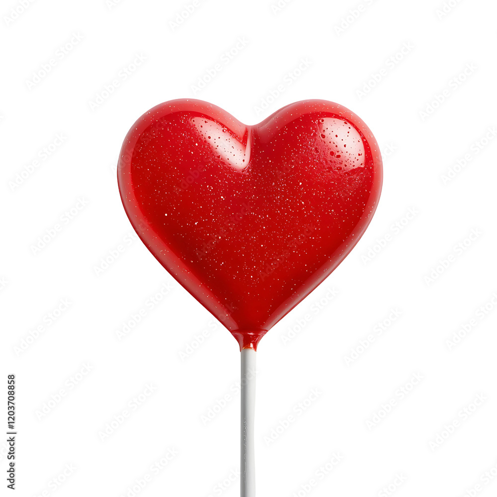 Red heart shaped lollipop isolated on transparent background Red heart shaped lollipop isolated on transparent background