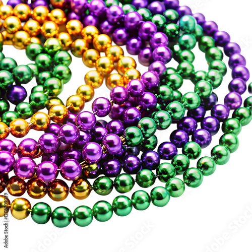 mardi gras beads on transparent background