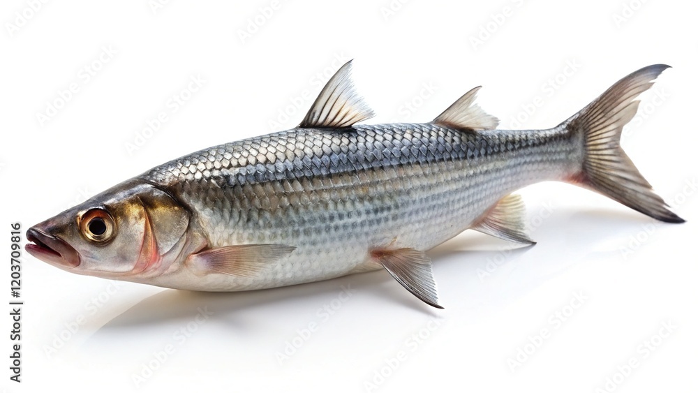 Fresh Raw Grey Mullet Fish Isolated on White Background - High-Resolution Stock Photo Fresh Raw Grey Mullet Fish Isolated on White Background - High-Resolution Stock Photo