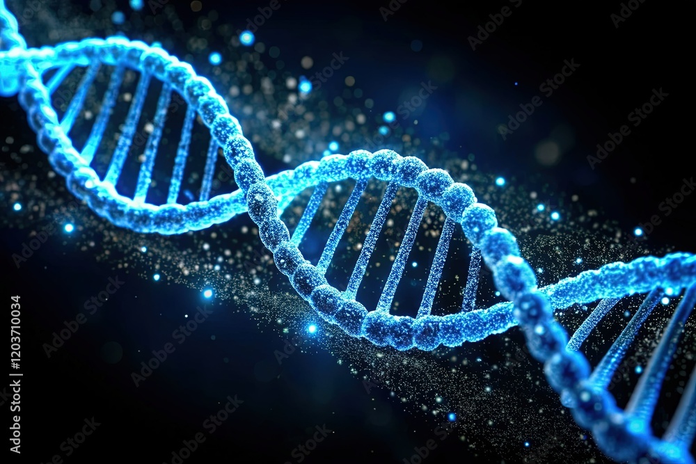 Glowing Blue DNA Helix: Scientific Background Stock Photo Glowing Blue DNA Helix: Scientific Background Stock Photo