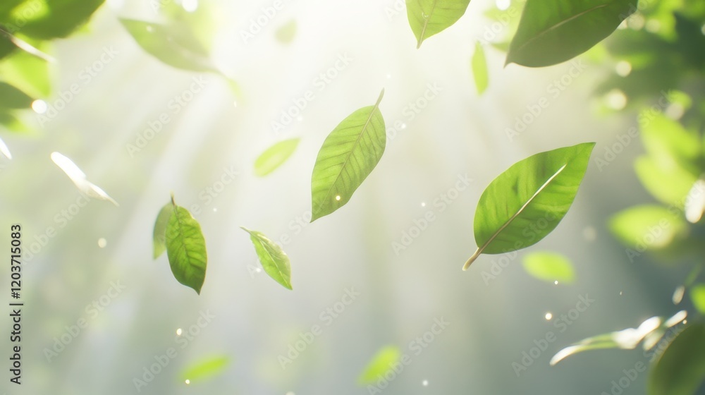 Light Glimmers Through Fresh Green Leaves in Nature Background Light Glimmers Through Fresh Green Leaves in Nature Background