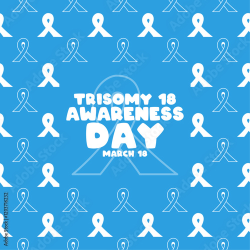 Trisomy 18 Awareness Day. March 18. Seamless pattern ribbon. Poster, banner, card, background.