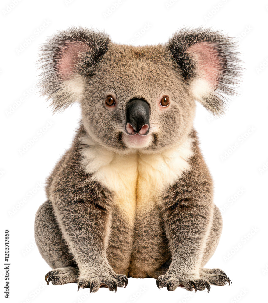 Fototapeta premium Cute koala sitting and looking at the camera.