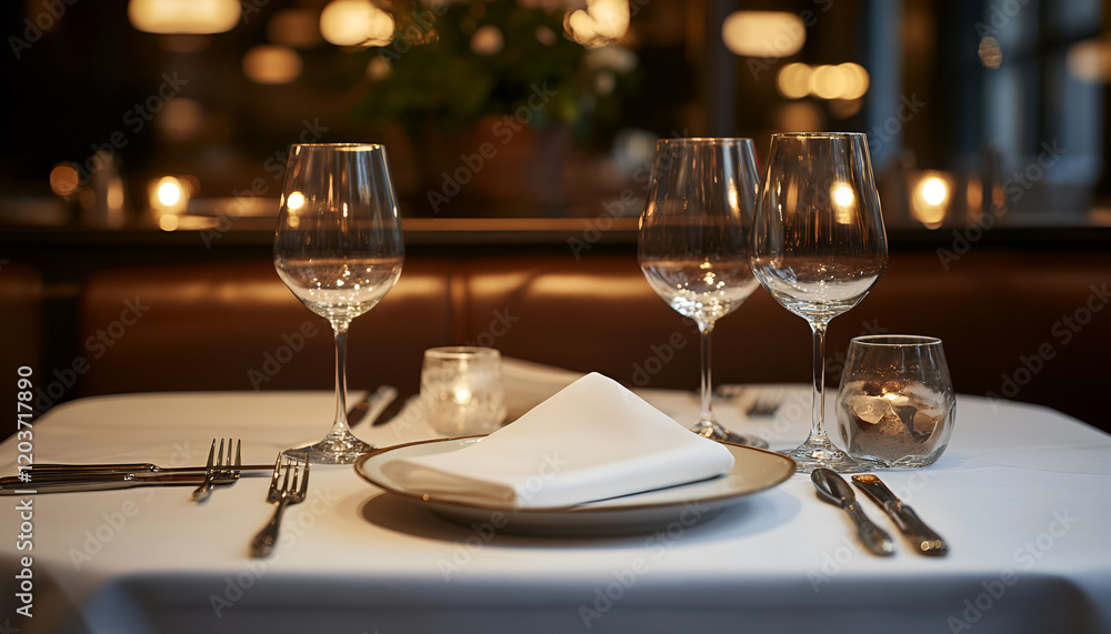 Empty glasses set in restaurant Empty glasses set in restaurant