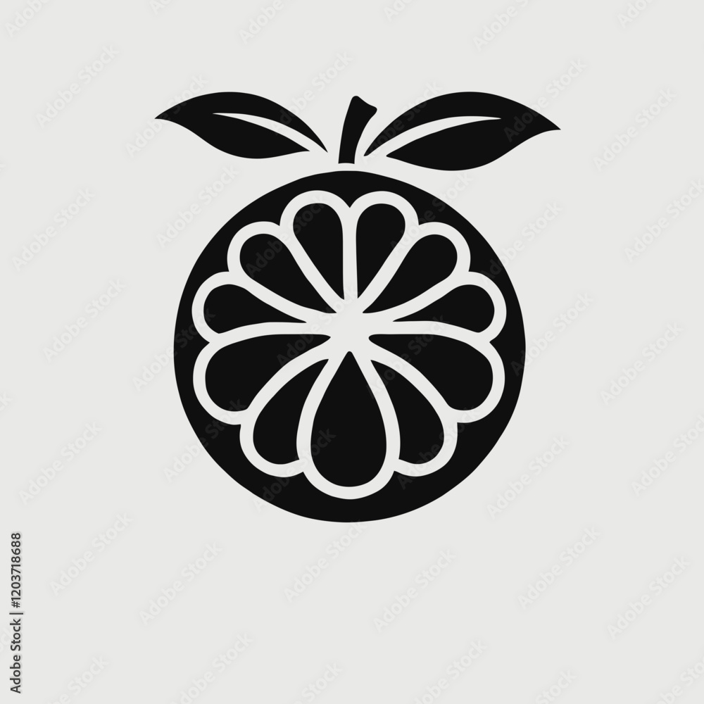 Mandarin Orange silhouette in black on a white background Mandarin Orange silhouette in black on a white background
