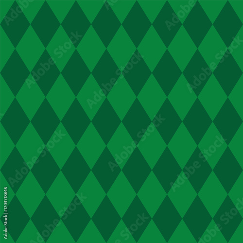 Seamless argyle pattern.Dark green harlequin rhombus geometric shape repeat pattern isolated on light green background.Vector graphic background for textile and prints.