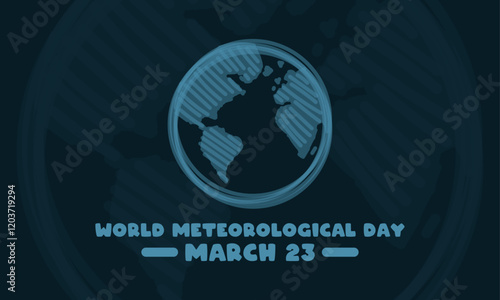 World Meteorological Day. March 23. Abstract earth icon. Line. Outline. Silhouette. Poster, banner, card, background. photo