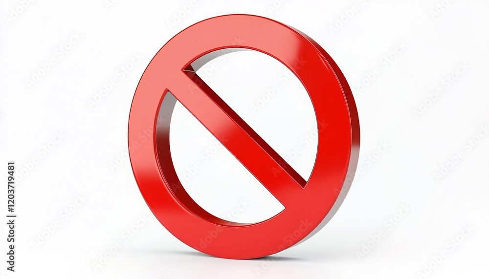 3D vector icon of a no sign, a red circle with a white background 3D vector icon of a no sign, a red circle with a white background