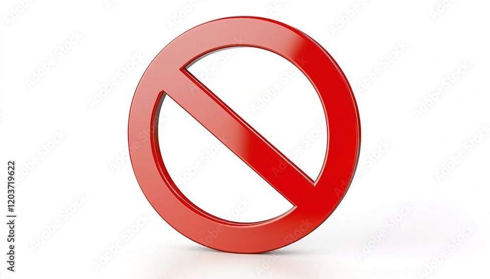 3D vector icon of a no sign, a red circle with a white background 3D vector icon of a no sign, a red circle with a white background