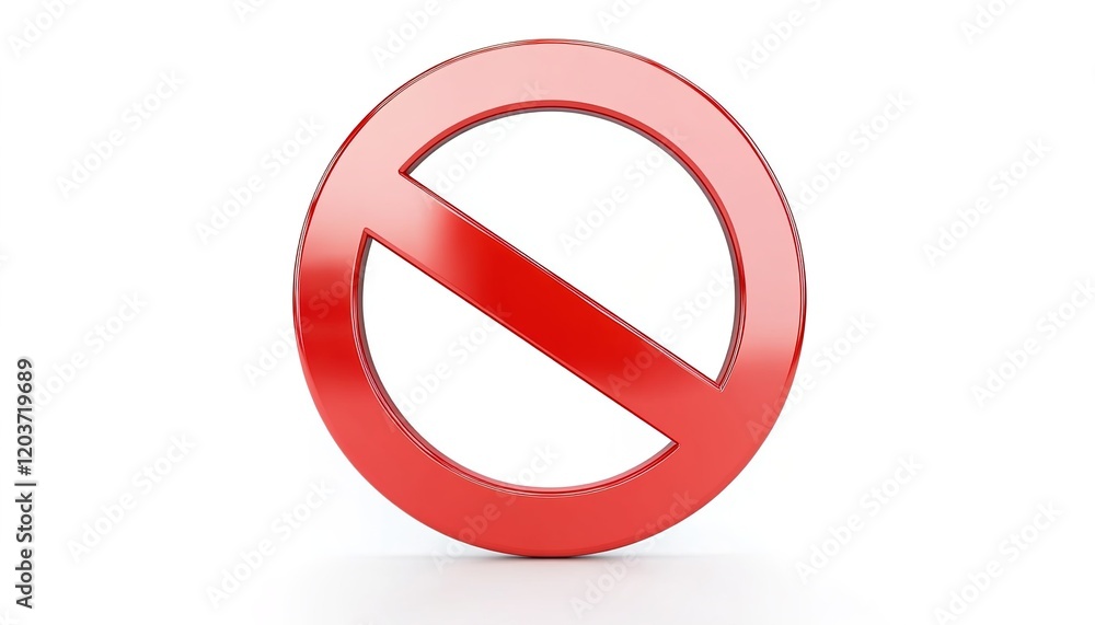 3D vector icon of a no sign, a red circle with a white background 3D vector icon of a no sign, a red circle with a white background