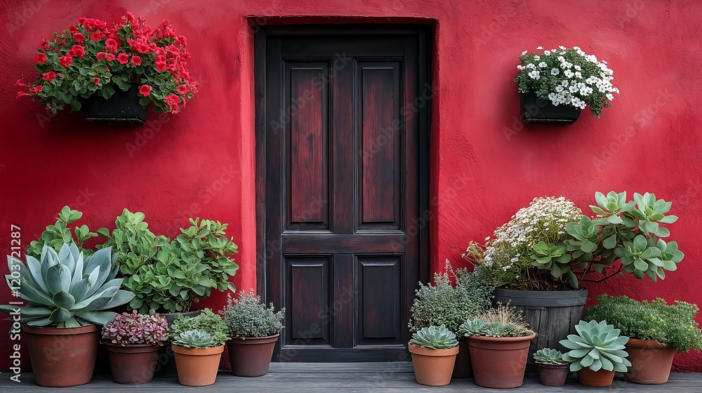 Mediterranean-style door with succulents. Mediterranean-style door with succulents.