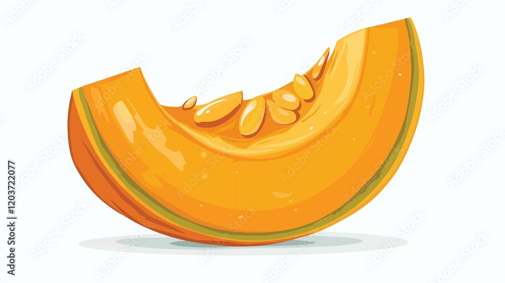 Fresh Raw Pumpkin Slice Isolated on White Background - Cartoon Vector Illustration Fresh Raw Pumpkin Slice Isolated on White Background - Cartoon Vector Illustration