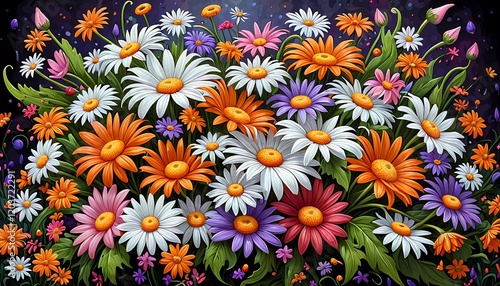 Wallpaper Mural Vibrant and Colorful Floral Arrangement of Gerbera Daisies and Daisies Torontodigital.ca