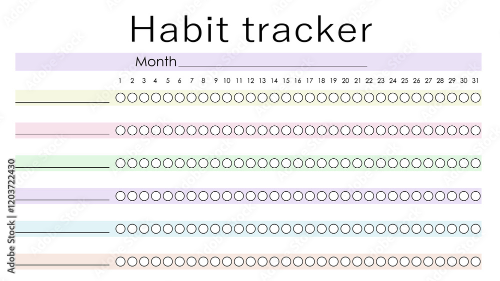 Minimalist Habit Tracker Vector Template Minimalist Habit Tracker Vector Template