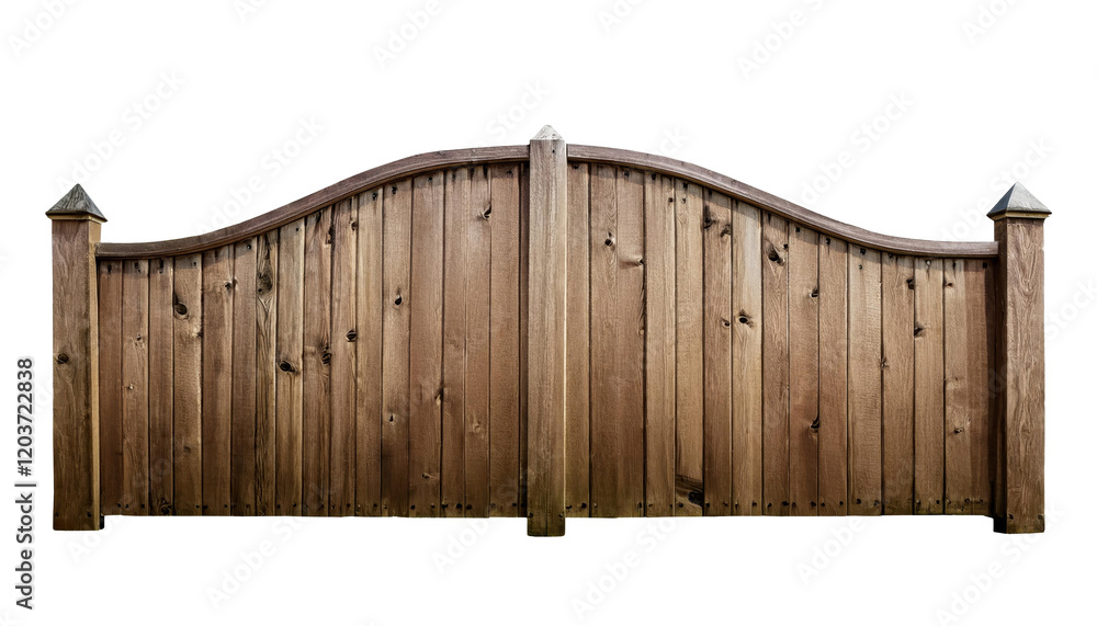 Brown wooden fence, white background Brown wooden fence, white background