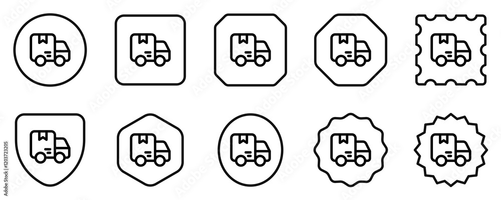 Editable delivery truck vector icon. Shipping, delivery, e-commerce, transport, logistics. Part of a big icon set family. Perfect for web and app interfaces, presentations, infographics, etc Editable delivery truck vector icon. Shipping, delivery, e-commerce, transport, logistics. Part of a big icon set family. Perfect for web and app interfaces, presentations, infographics, etc
