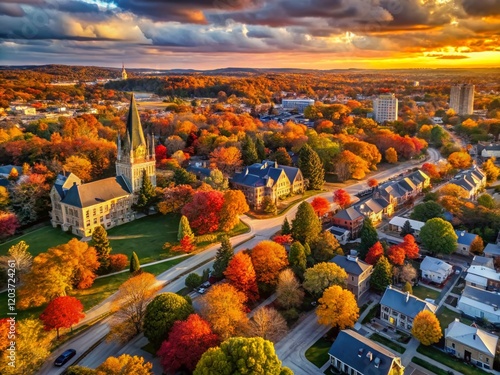 Guelph Ontario Autumn Aerial Drone Photography Bokeh Landscape