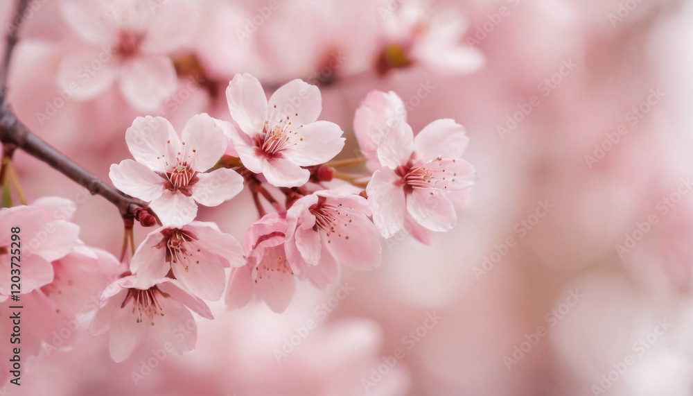 Close-up of delicate cherry blossom petals on pastel background Close-up of delicate cherry blossom petals on pastel background