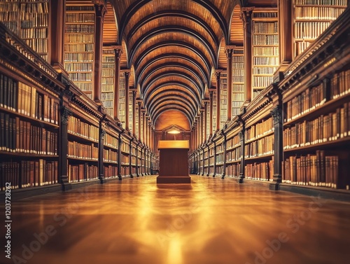 Wallpaper Mural Grand Interior View of a Historic Library with Vaulted Ceilings and Rows of Books. Torontodigital.ca