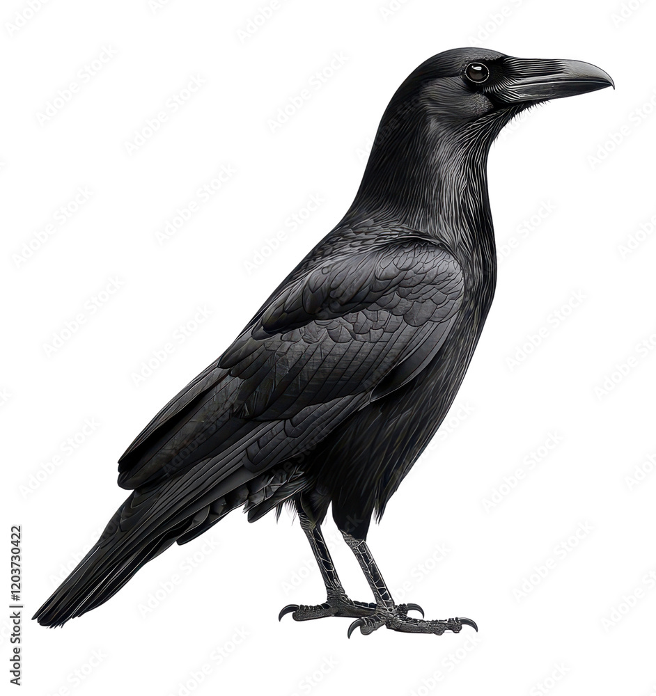 Fototapeta premium A majestic black raven standing proud.