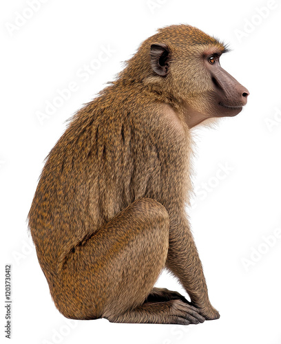 A side profile of a baboon in natural posture. photo