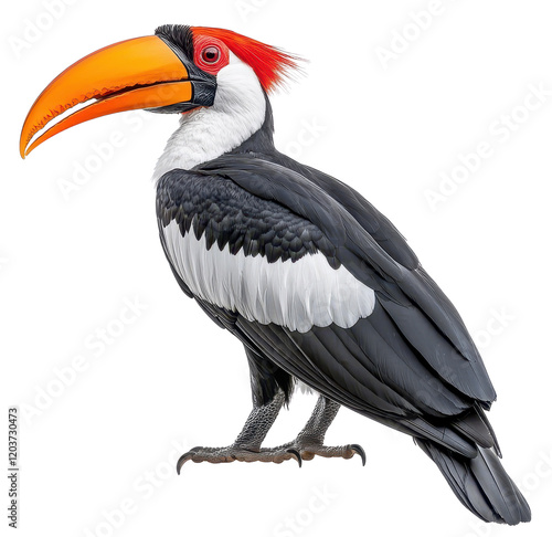Colorful toucan with vibrant beak feathers.