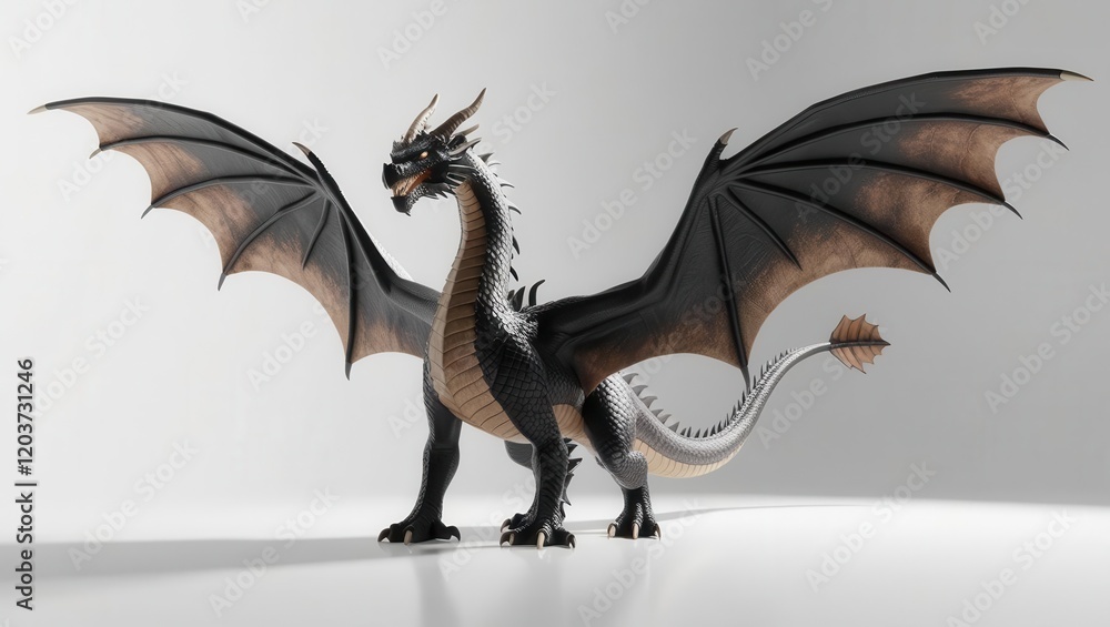 Fototapeta premium Epic dragon battle scene fantasy realm 3d render dynamic environment dramatic viewpoint