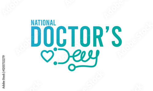 National Doctor's Day text design on white background. March 30. Gradient. Poster, banner, card, background.