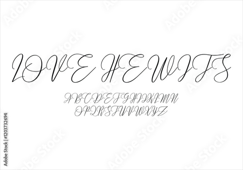 Love Hewits font for logo and headline. Isolated vector typeset